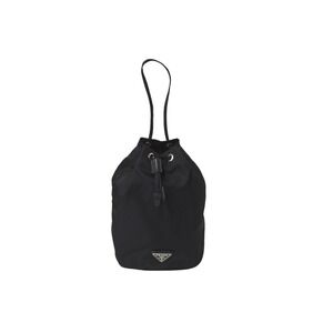 PRADA Drawstring Pouch Triangle Logo Tessuto Black